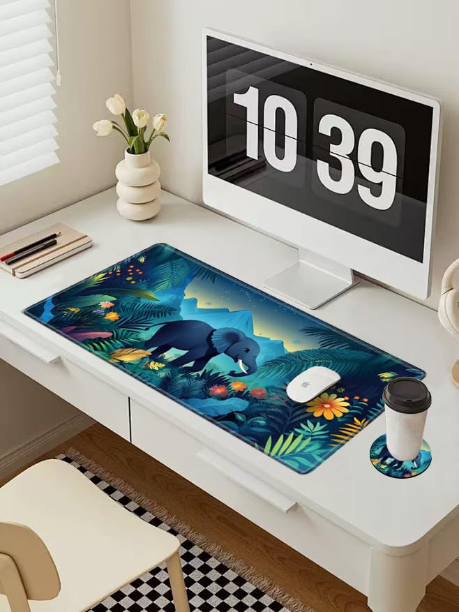 Gaming Mouse Pad Large Mousepad Elephant Desk Mat XXL Big Desk Pad Rubber Base Computer Pad with
