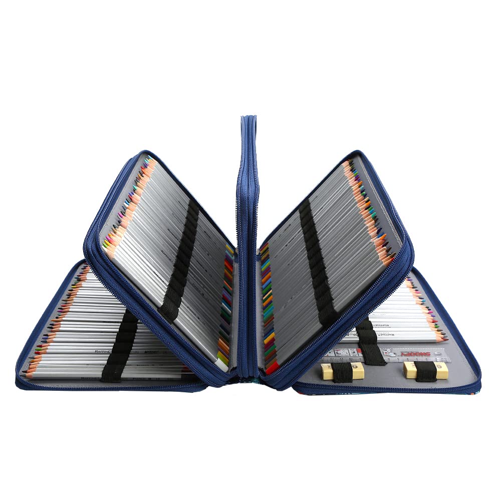 Lbxgap 300 Slots Pencil Case 4-Layer Zipped Holder w/Handle