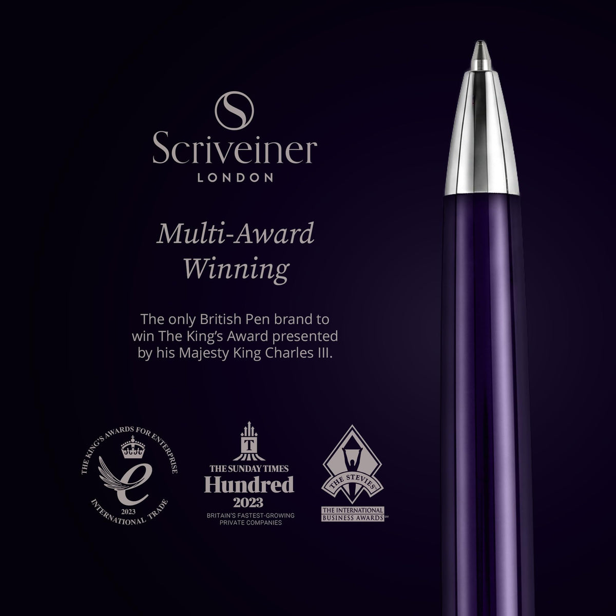 Scriveiner Aubergine Lacquer Ballpoint Pen - Stunning Luxury Pen, Schmidt Black Refill, Best Gift