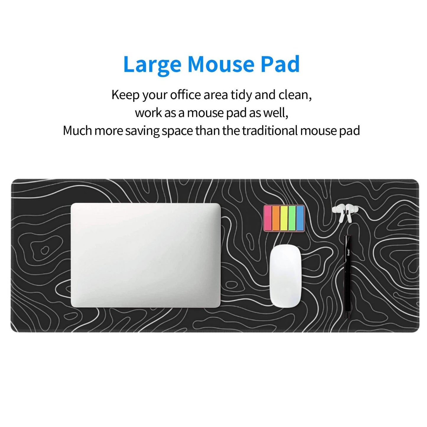 Topographic Contour Extended Big Mouse Pad Large,Gaming Mouse Pad Desk Pad,31.5x11.8 Inch Long