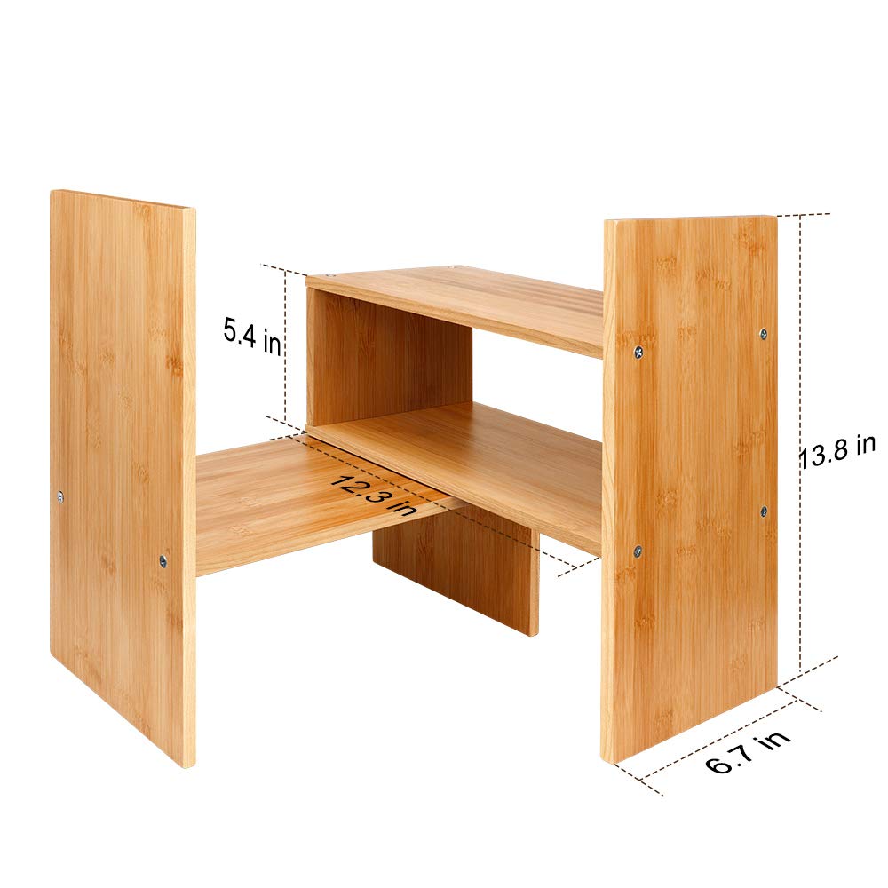 Sorfity Adjustable Desktop Bookshelf, Desk Organizer Display Shelf Counter Top Bookcase Free Style