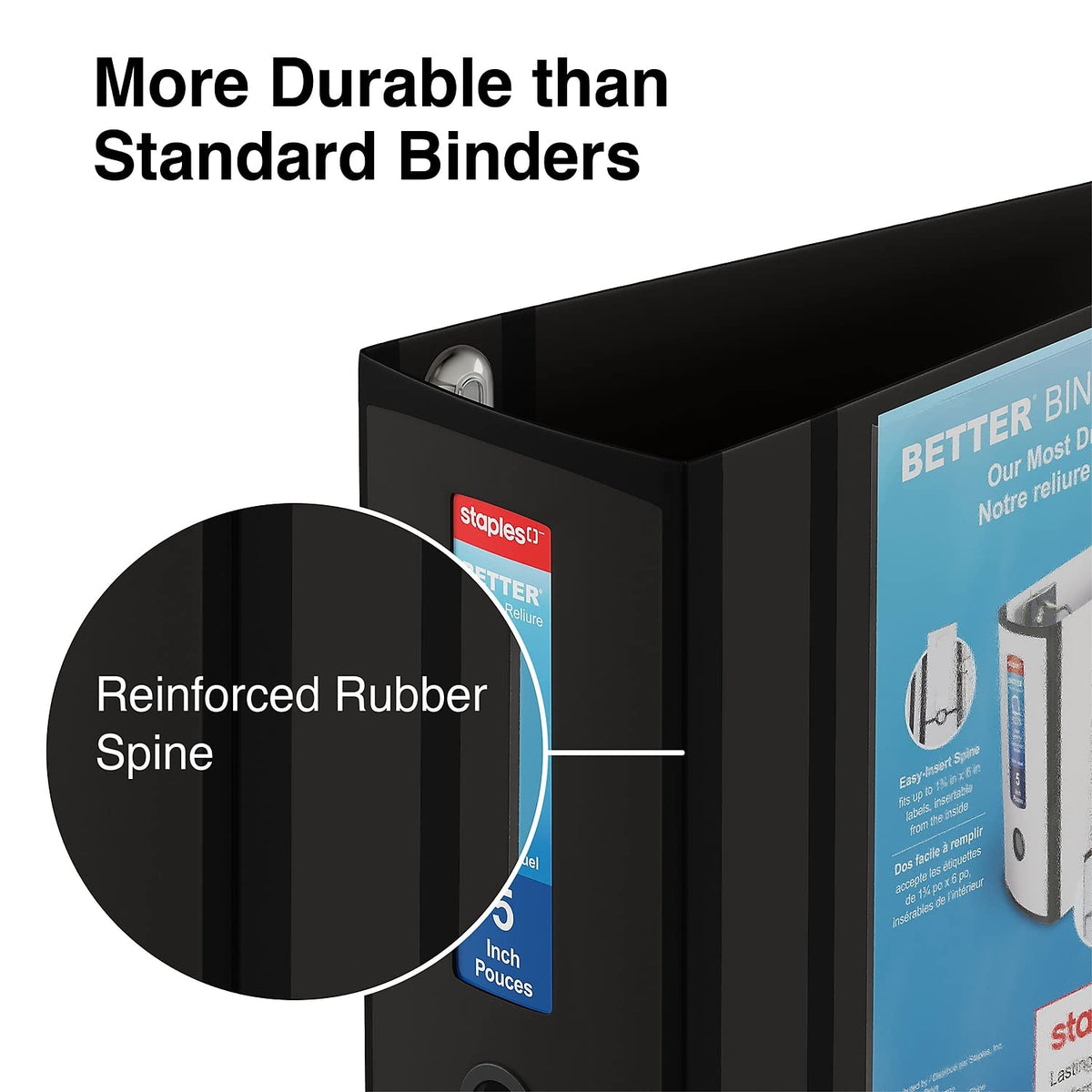 Staples Better Binder, 5 Inch Extra-Capacity D-Ring, Black, 2-Pack