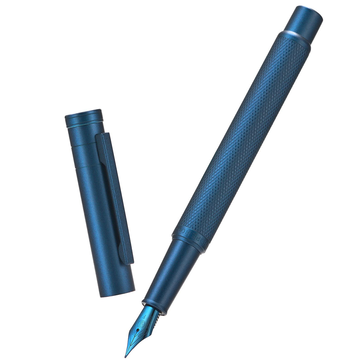 Dark Blue Forest Fountain Pen Fine Nib Classic Design with Converter and Metal Pen Case Set by