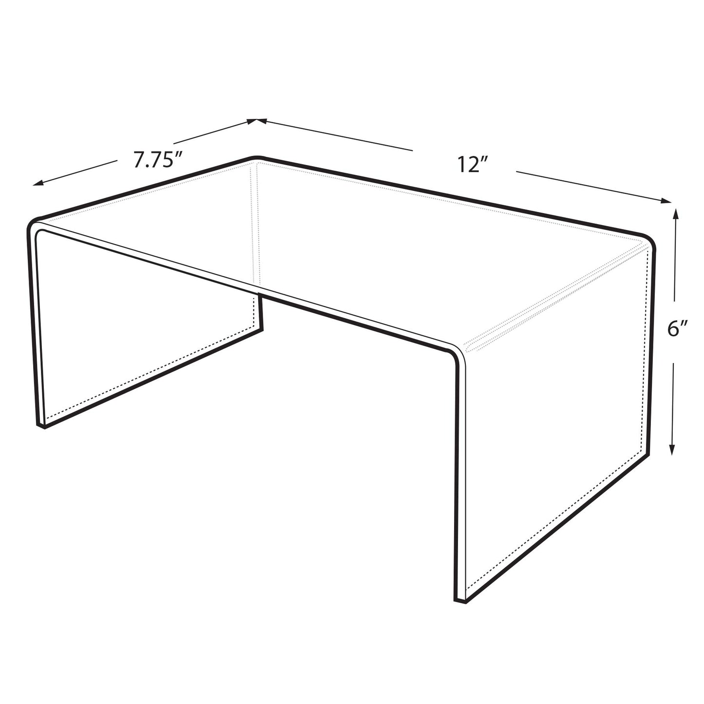 Azar Displays 515311 12" W x 7.75" D x 6" H Acrylic Riser (4 Pack)