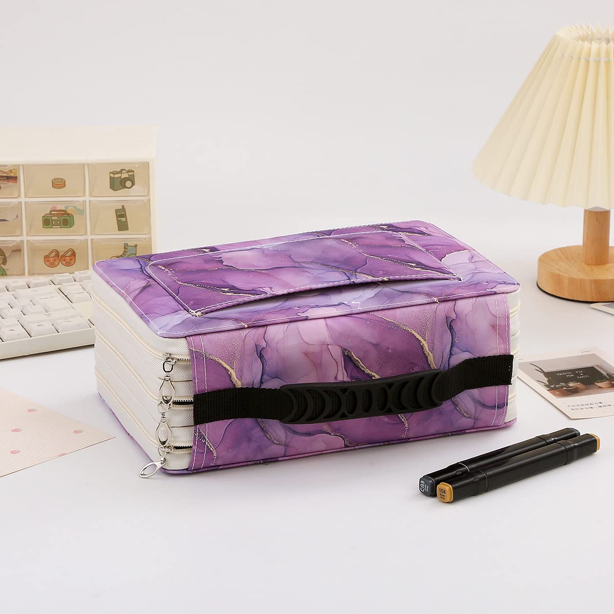 Lbxgap 102 Slots Marker Pen Organizer Case w/Handle