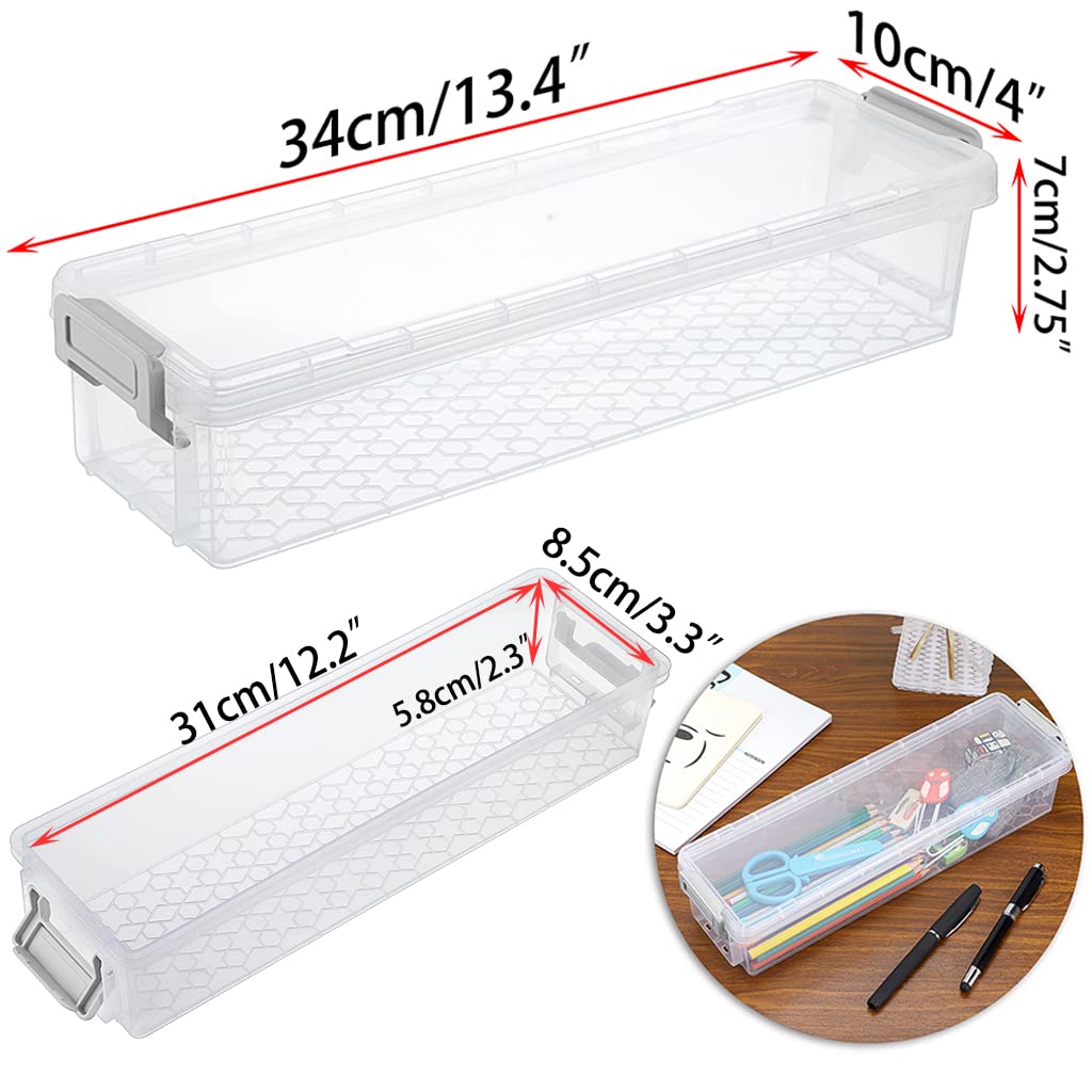 BTSKY Long Plastic Stackable Boxes Home, Office Supplies Storage Organizer Pencil Box Plastic