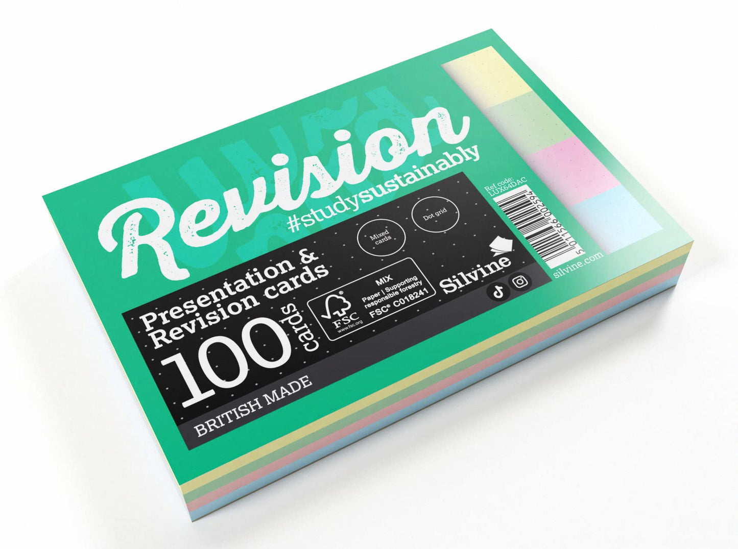 Luxpad Revision A6 Flash Cards - 5mm Dot Grid (100 Cards) Assorted Colours