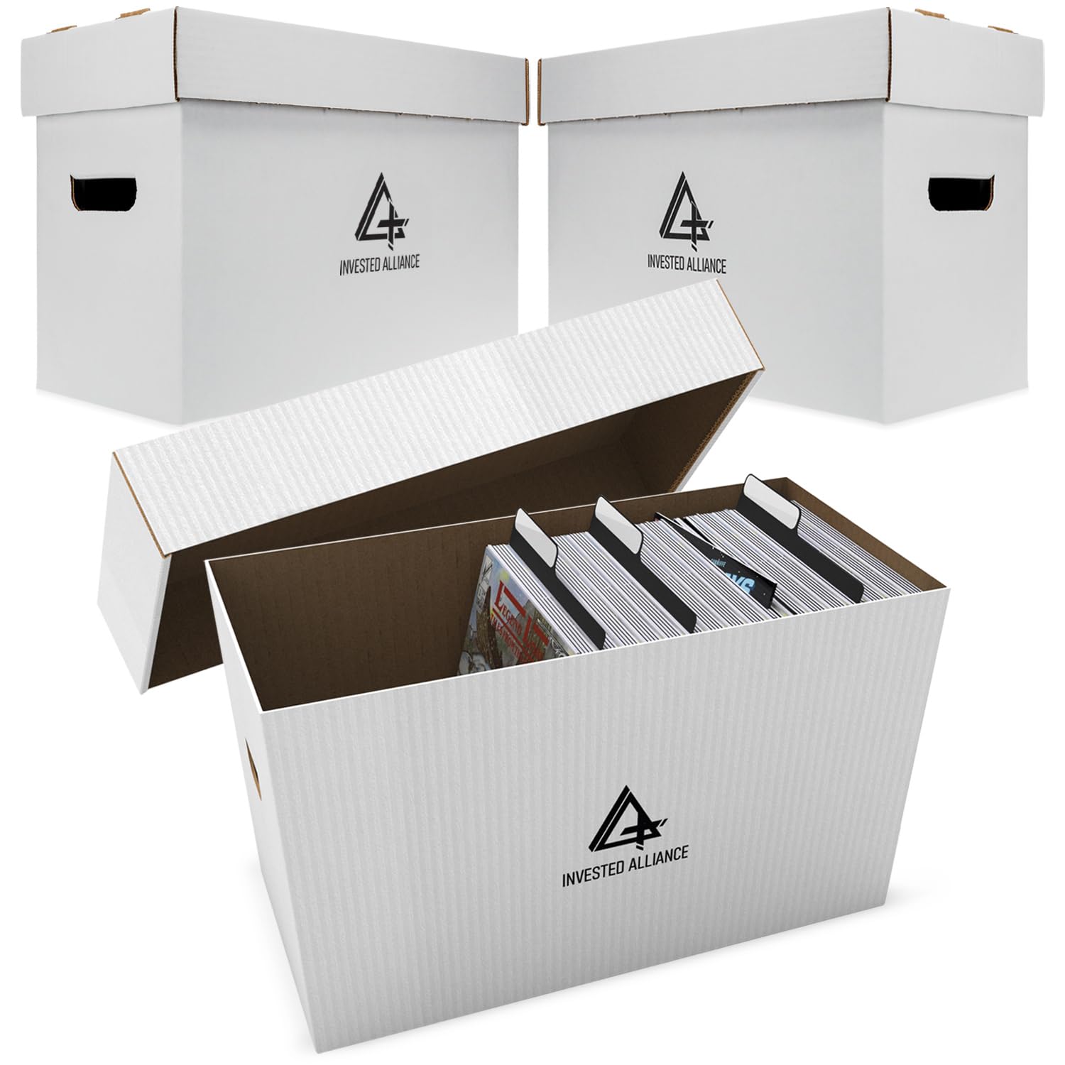 Invested Alliance Premium Short Comic Book Storage Box Organizer with Lid | Thick Cardboard Comic