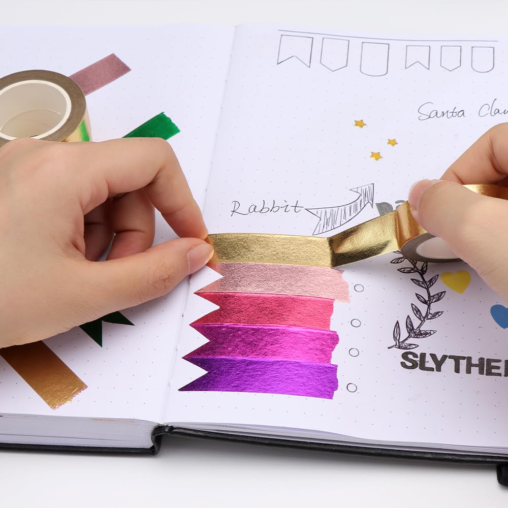 NatSumeBasics 2 Gold Foil Washi Tapes Metallic Crafts Masking Tapes