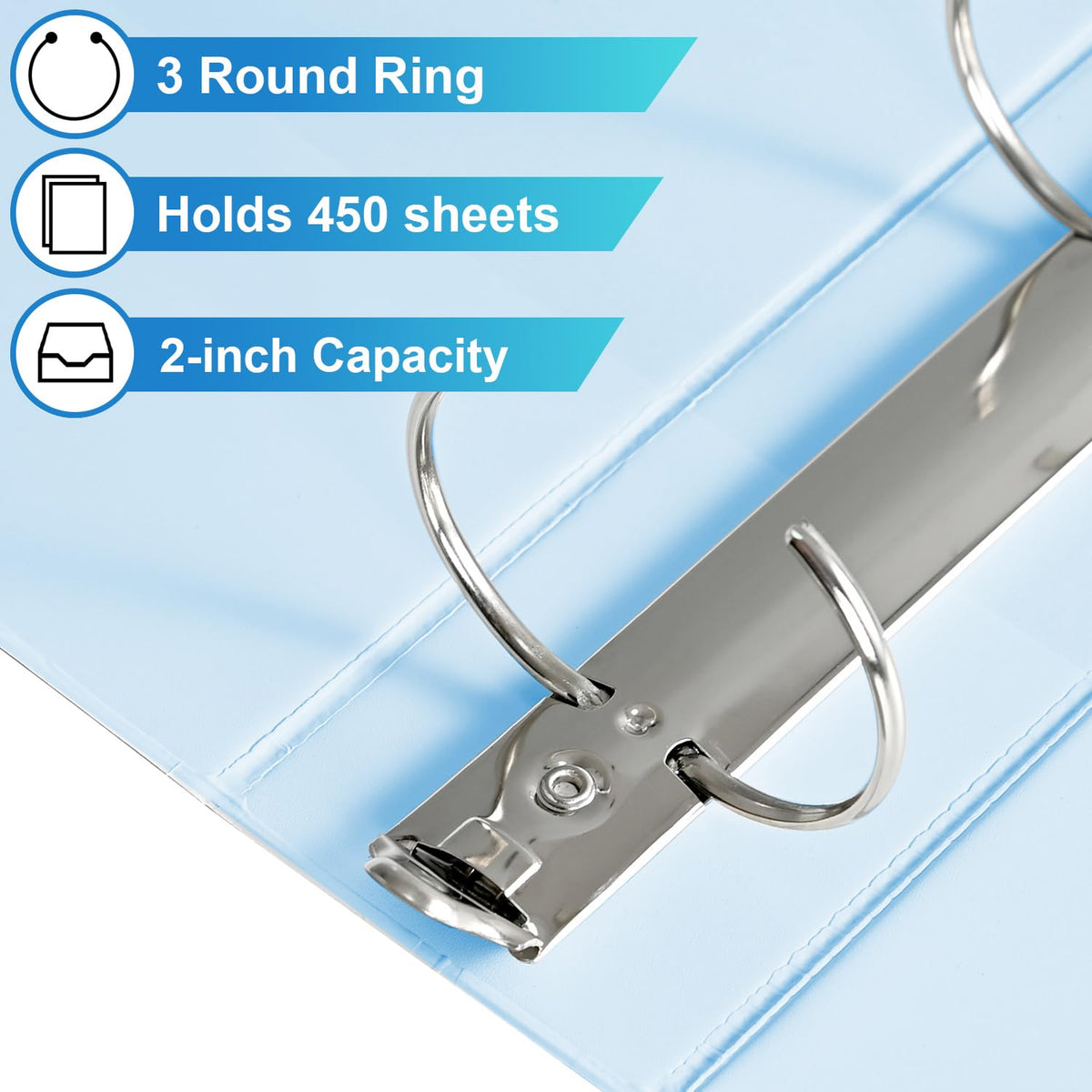 2'' 3-Ring-Binder with Pockets, 450 Sheets Capacity, 2 inch Binders fits 11" x 8.5" US Letter Size