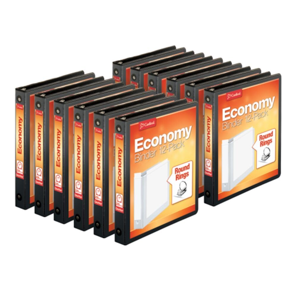 Cardinal Economy 3-Ring Binders, 1", Round Rings, Holds 225 Sheets, Clearvue Presentation View