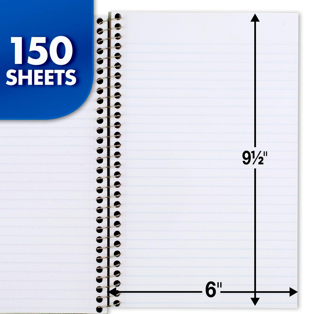 Mead Small Spiral Notebook, 3-Subject, College Ruled Paper, 9-1/2" x 5-1/2", 150 Sheets per
