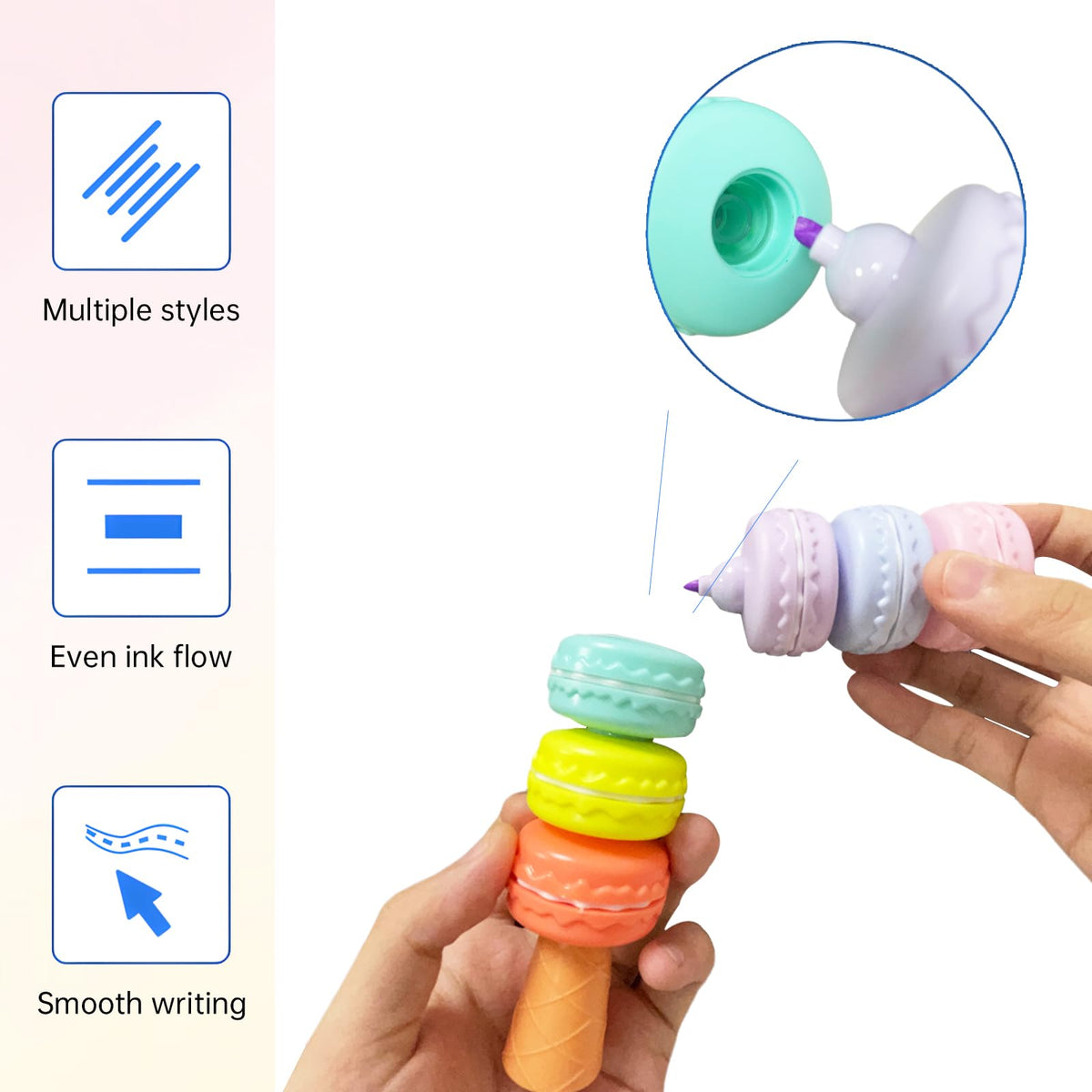 CNYMANY 7 packs (38 pcs) Mini Highlighter Pens, Pastel Colourful Highlighter Cute Stackable Kawaii