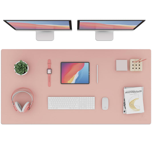 K KNODEL Extra Large Desk Mat, Leather Mouse Pad (47.2"x23.6", Pink)