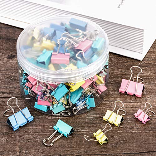 TecUnite 150 Pcs Colored Binder Clips Assorted Sizes