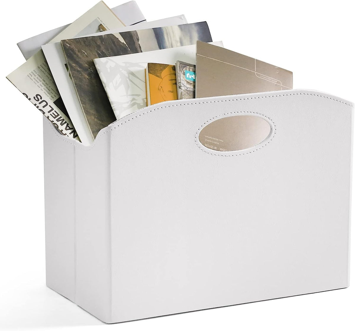 EZDeco Magazine Holder Foldable Magazine Rack Floor PU Leather File Holder Newspaper Book Storage