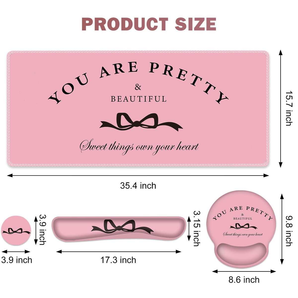 Gaming Mouse Pad, Large Desk Mat, 4in1 XXL Mousepad Cute Desk Pad Protector