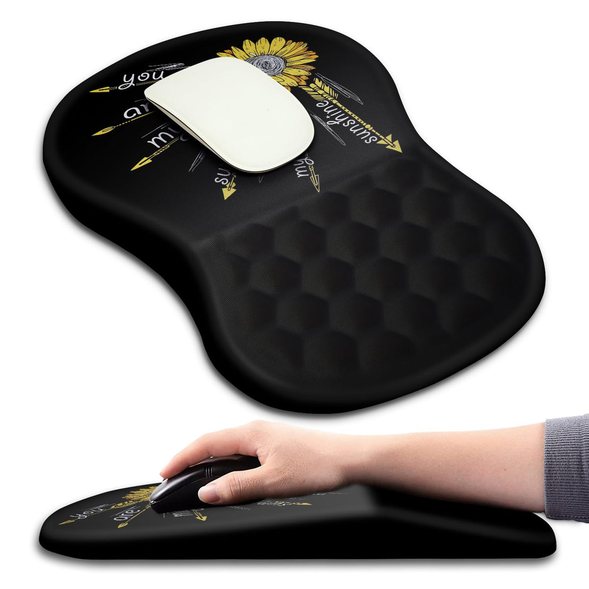 Hokafenle Ergonomic Mouse Pad Wrist Support with Massage Design, Wrist Rest Pain Relief Mousepad