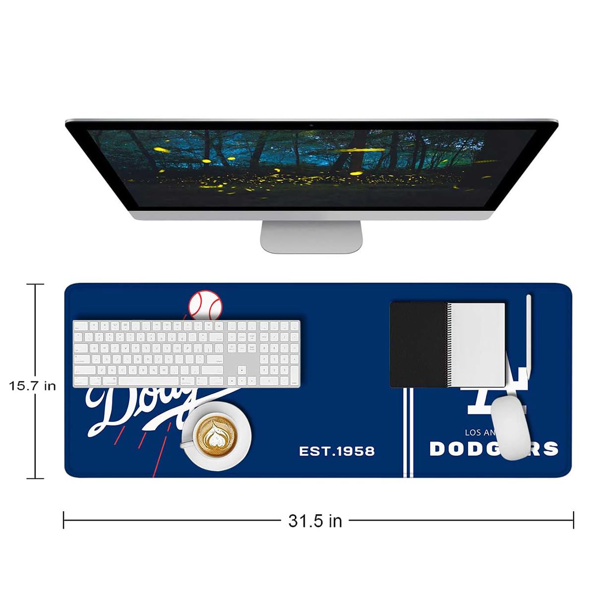 Baseball Mouse Pad Extended Large Gaming Desk Pad 31.5 x 11.8 Inch, XL Mousepad Topographic Mouse