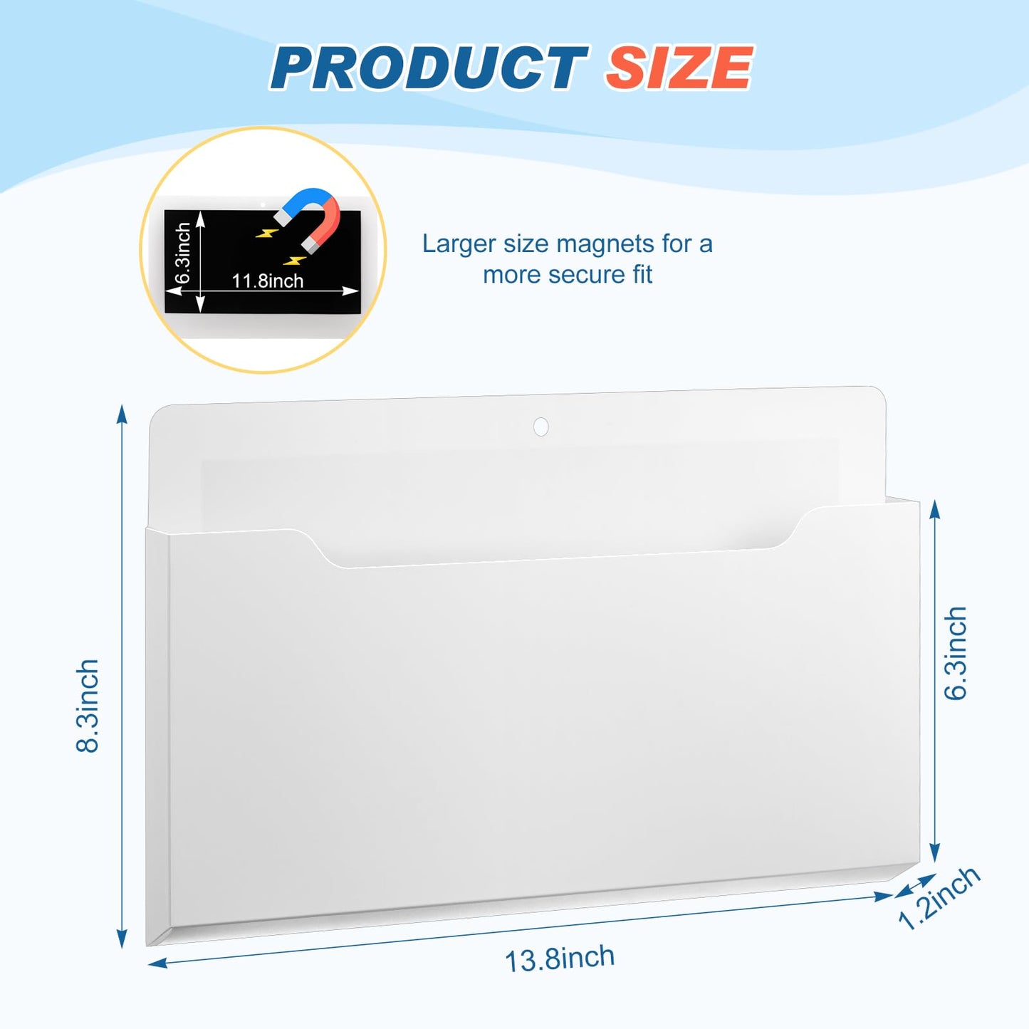 Fuutreo Magnetic Wall File Holder,6pcs,White,Horizontal-large