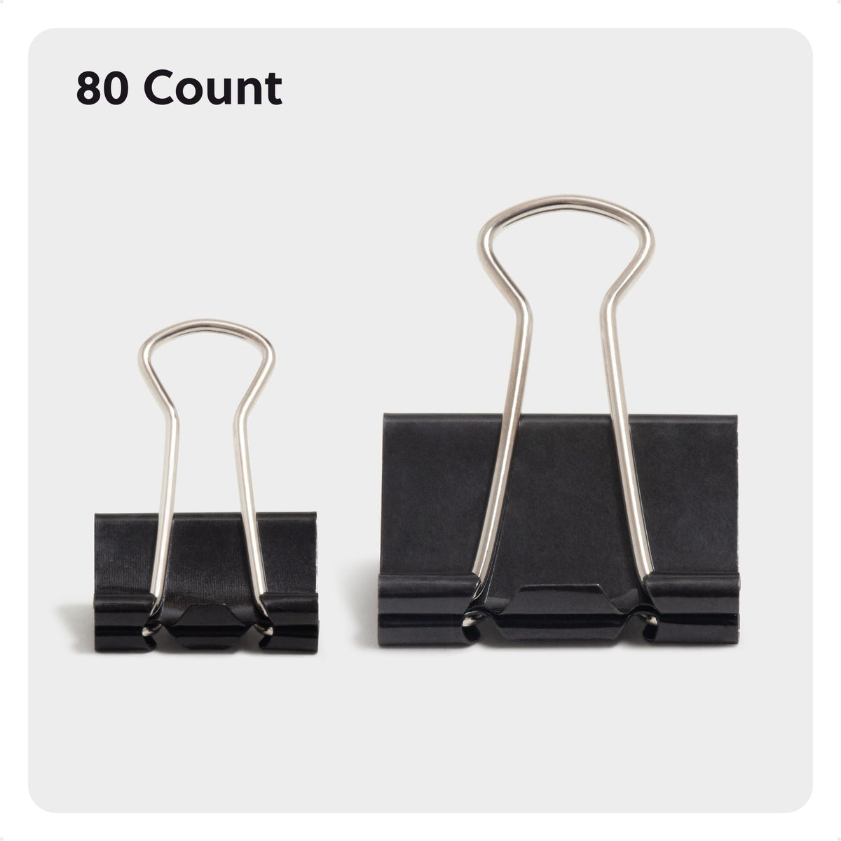 U Brands Binder Clips, 80-Count, Assorted Sizes, Small & Medium, Black