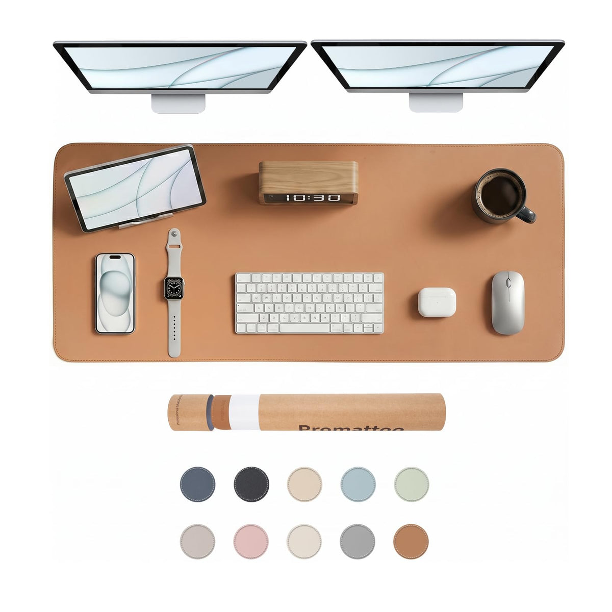 PROMATTOO Large Desk Pad Non-Slip Desk Mat Protector for Keyboard Mouse Waterproof Vegan Leather