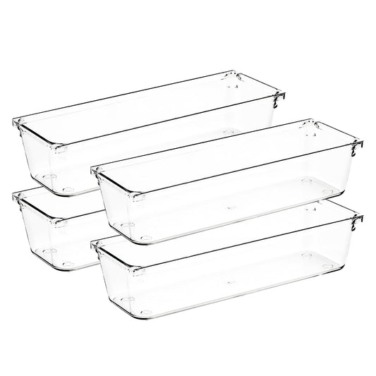 Ravinte Decor 4 Pack Drawer Organizers, 3"X 9" Clear Acrylic Storage Bins