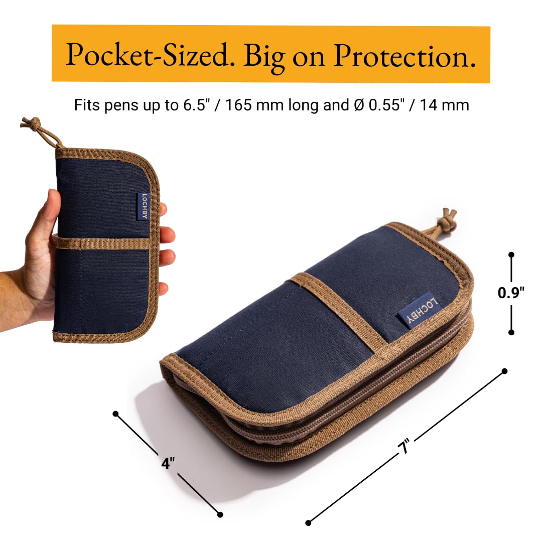 LOCHBY® Quattro | Slim and Elegant Pen Pouch, Durable Waxed Canvas, Lightly Padded for Fountain Pen