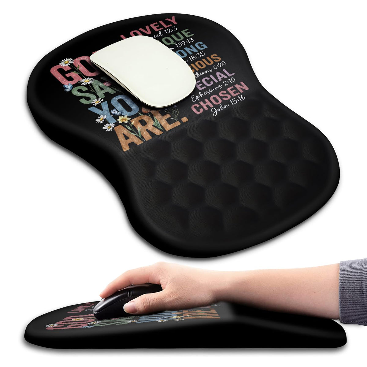 Hokafenle Ergonomic Mouse Pad Wrist Support with Massage Design, Wrist Rest Pain Relief Mousepad