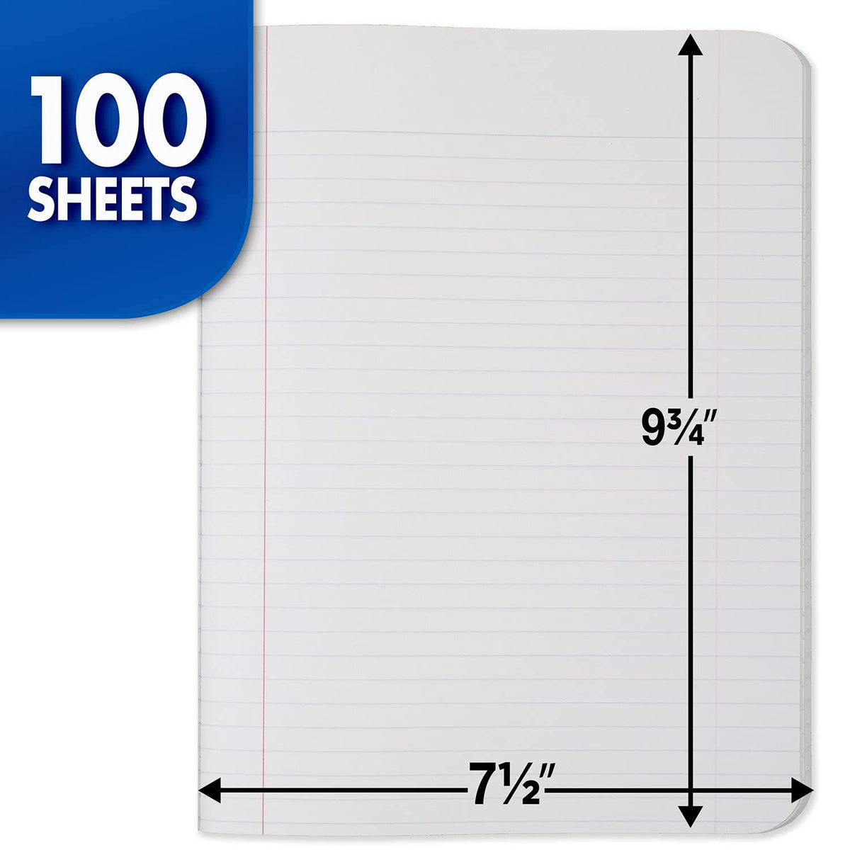 Mead Composition Notebook, 3 Pack, College Ruled Paper, 7-1/2" x 9-3/4", 100 Sheets per Comp Book