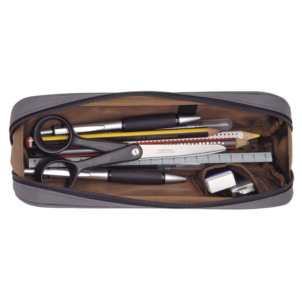 LIHIT LAB Large Capacity Zipper Long Pencil Case For School Office College, Big Capacity Pencil Bag