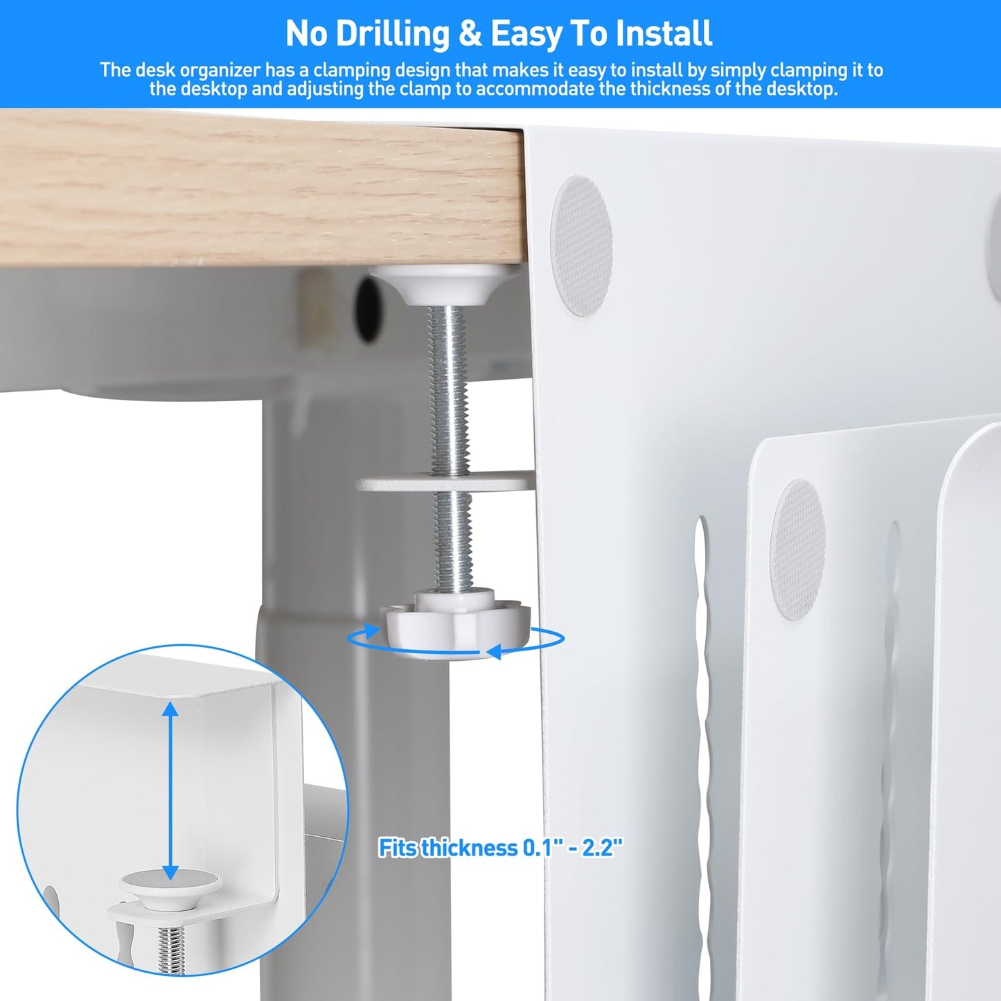 MAXECHO Desk Side Storage, Under Desk Laptop Mount, Table Side Hanging File Organizer, No Drill