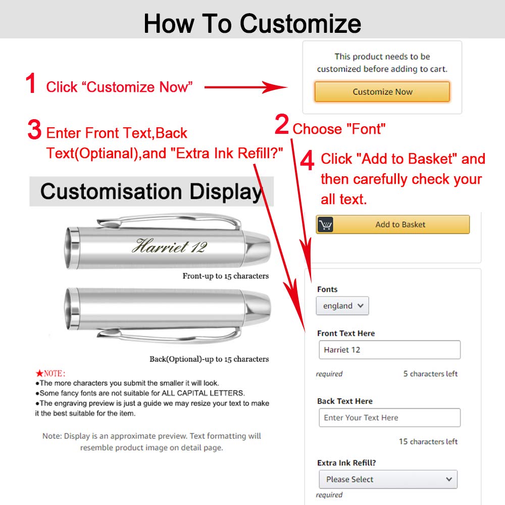 Aolun Personalized Pens,Custom Engraved Ballpoint Pen,Perfect for Birthday,Business,Party with