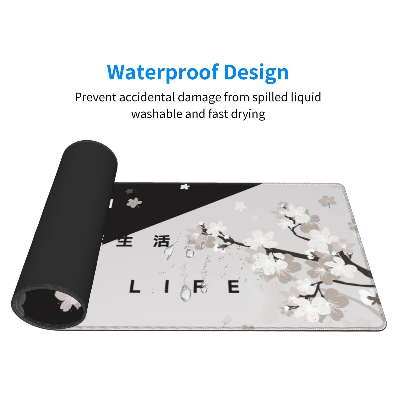 Extended Gaming Mouse Pad, Large Gaming Mouse Waterproof with Stitched Edges, Non-Slip Desktop Pad
