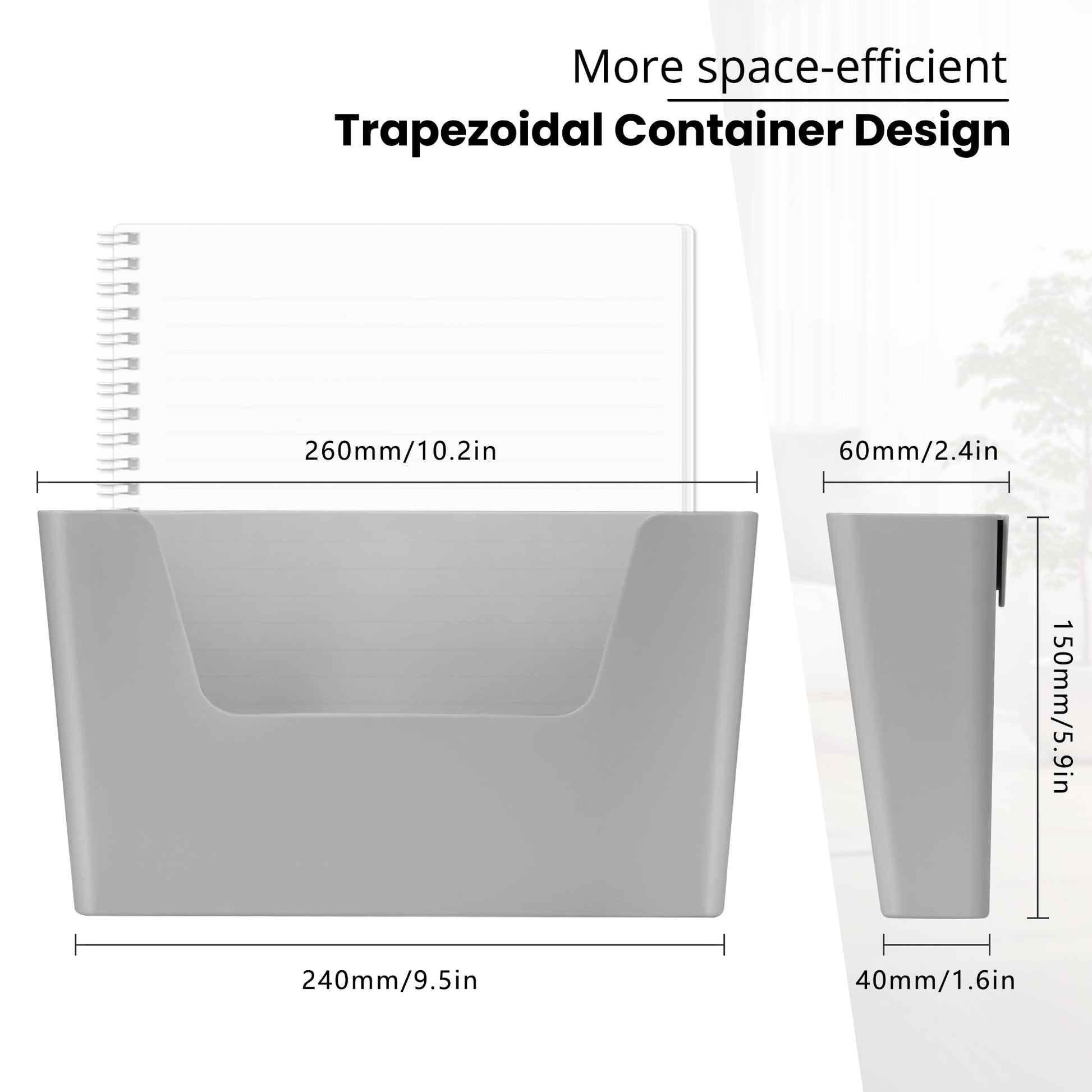 YOHOM Adhesive File Holder Plastic Document Folder Door No Drilling Mount Mail Magazine Organizer