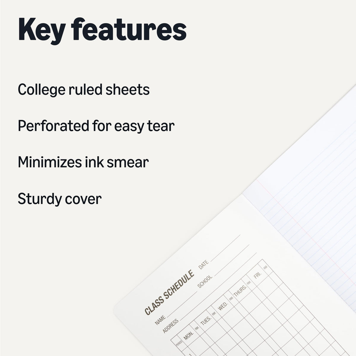 Amazon Basics Composition Notebook, College Ruled, 100 Sheets, 9.75" x 7.5", Marble Black, with