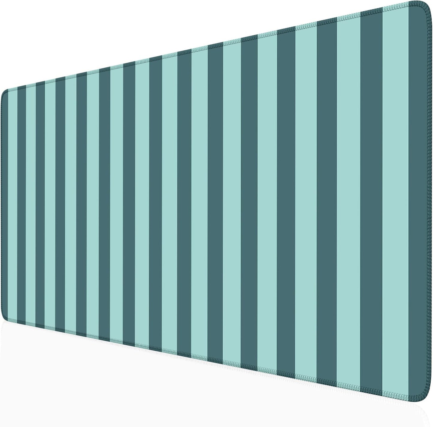 Teal Blue Striped Desk Mat Cute Pastel XXL Large Gaming Mouse Pad Desk Pad Kawaii Cozy Aesthetic