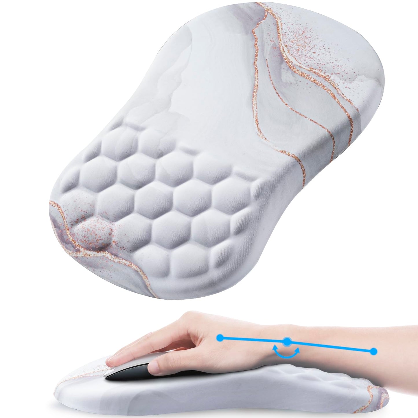 Laokiiy Ergonomic Mouse Pad Wrist Rest, 15° Memory Foam, Non-Slip PU Base