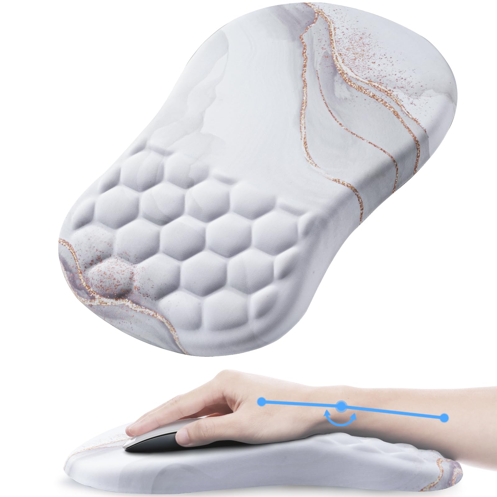 Laokiiy Ergonomic Mouse Pad Wrist Rest, 15° Memory Foam, Non-Slip PU Base