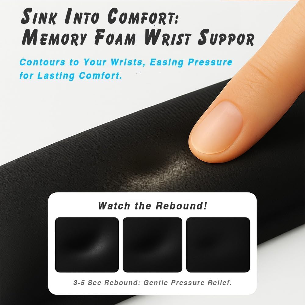 Ergonomic Wrist Rest Set for Keyboard and Mouse | Cooling Gel & Slow-Rebound Memory Foam Palm