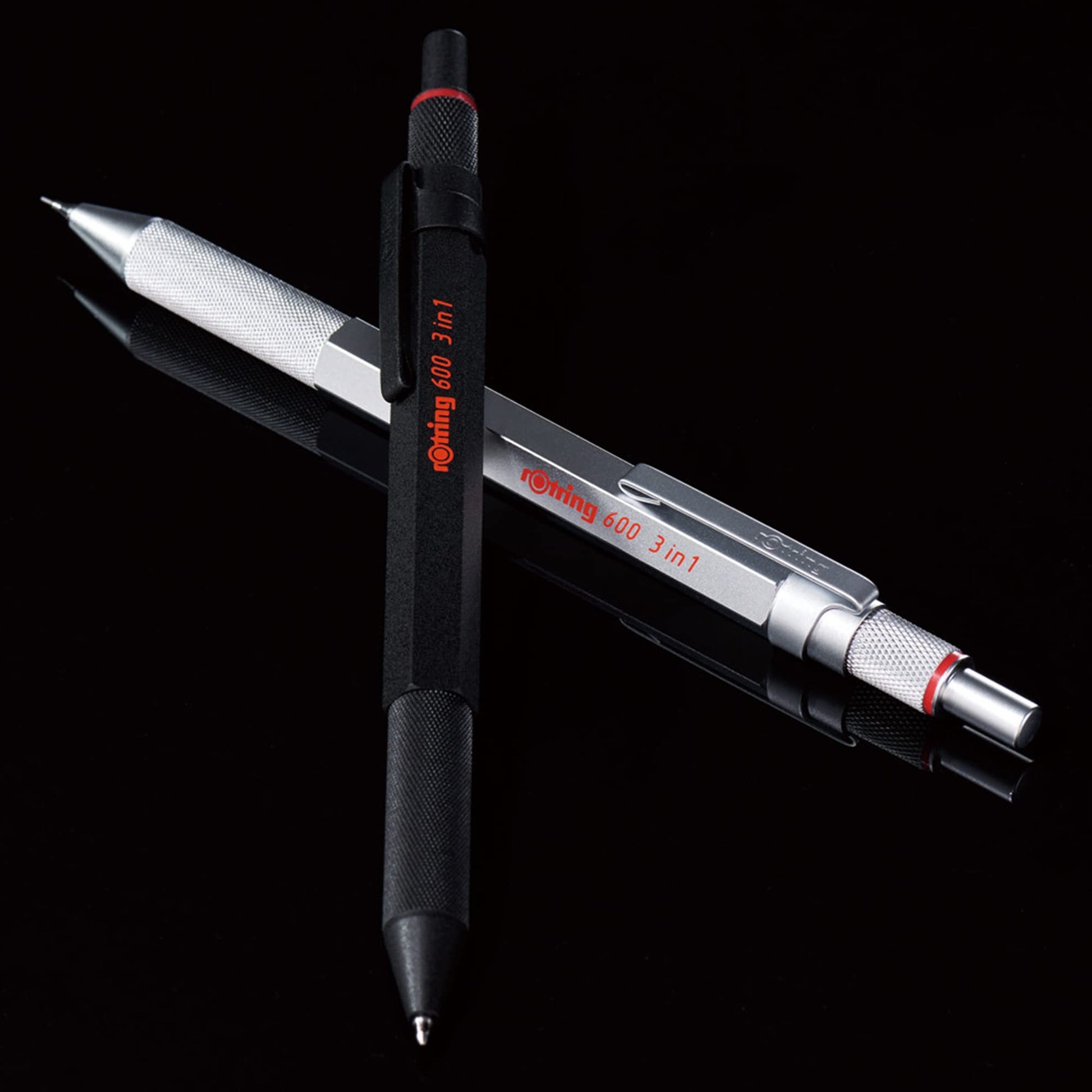 rOtring 600 3-in-1 Multicolor Pen and Mechanical Pencil, Switches Between 2 Ballpoint Pen Fine