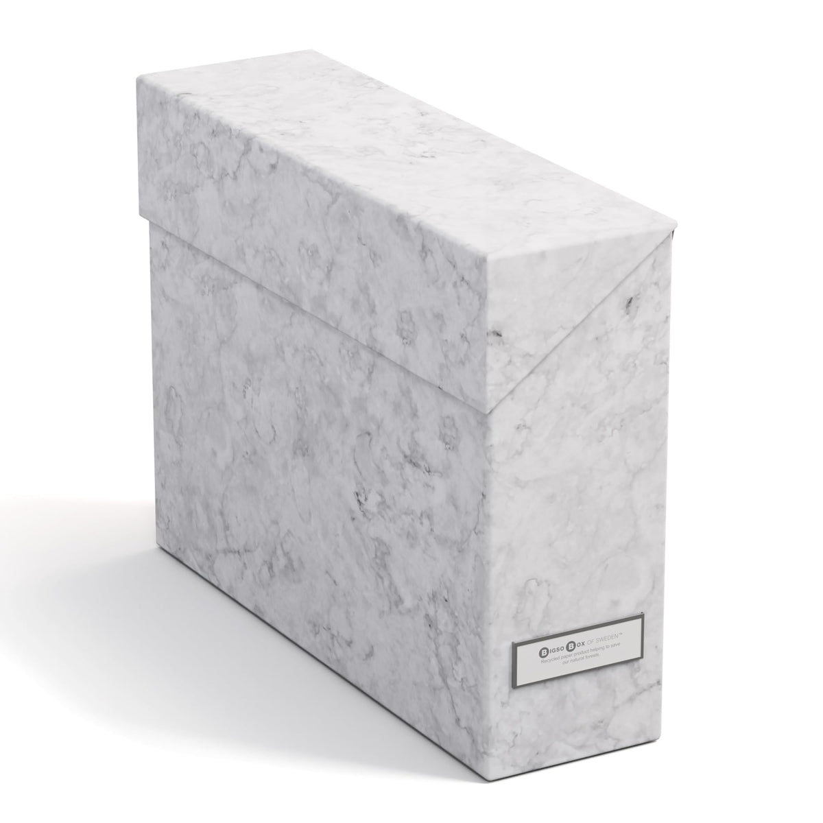 Bigso Lovisa Fiberboard Label Frame 12 File Storage Box - Paperwork Storage Box with Metal Label
