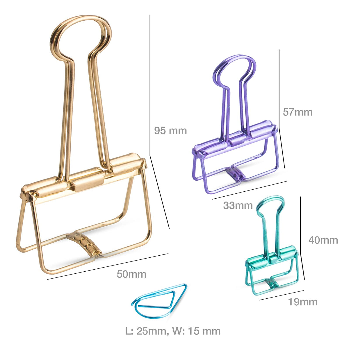 Multicolor Wire Binder Clips & Cute Paper Clips Assorted Size