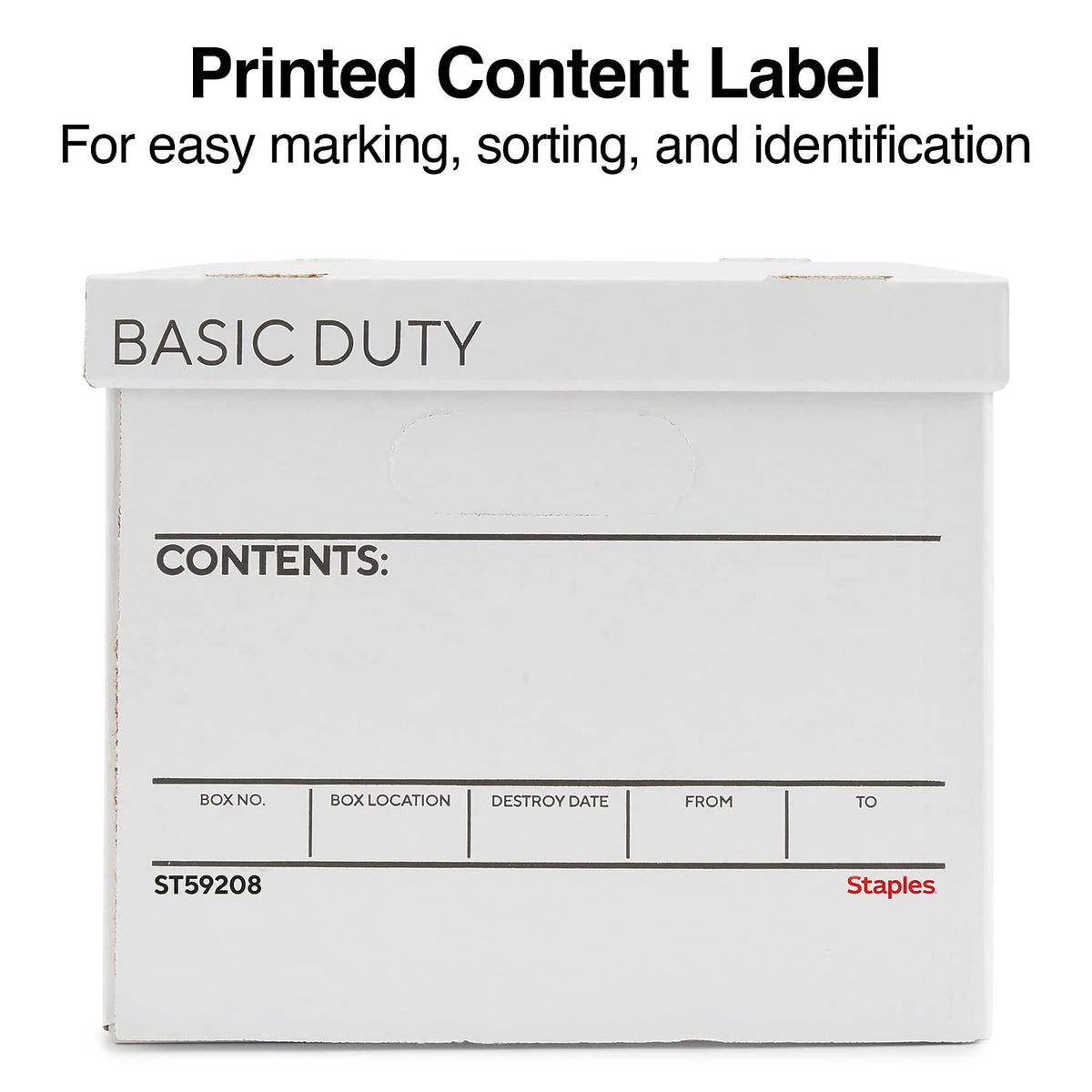 Staples Corrugated File Box, Lift-Off Lid, Letter/Legal, White/Black, 10/Pk