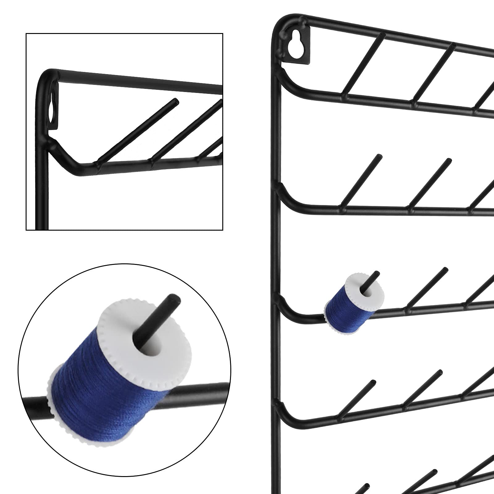 YBING Thread Holder Wall 54 Spools Thread Rack Black Metal