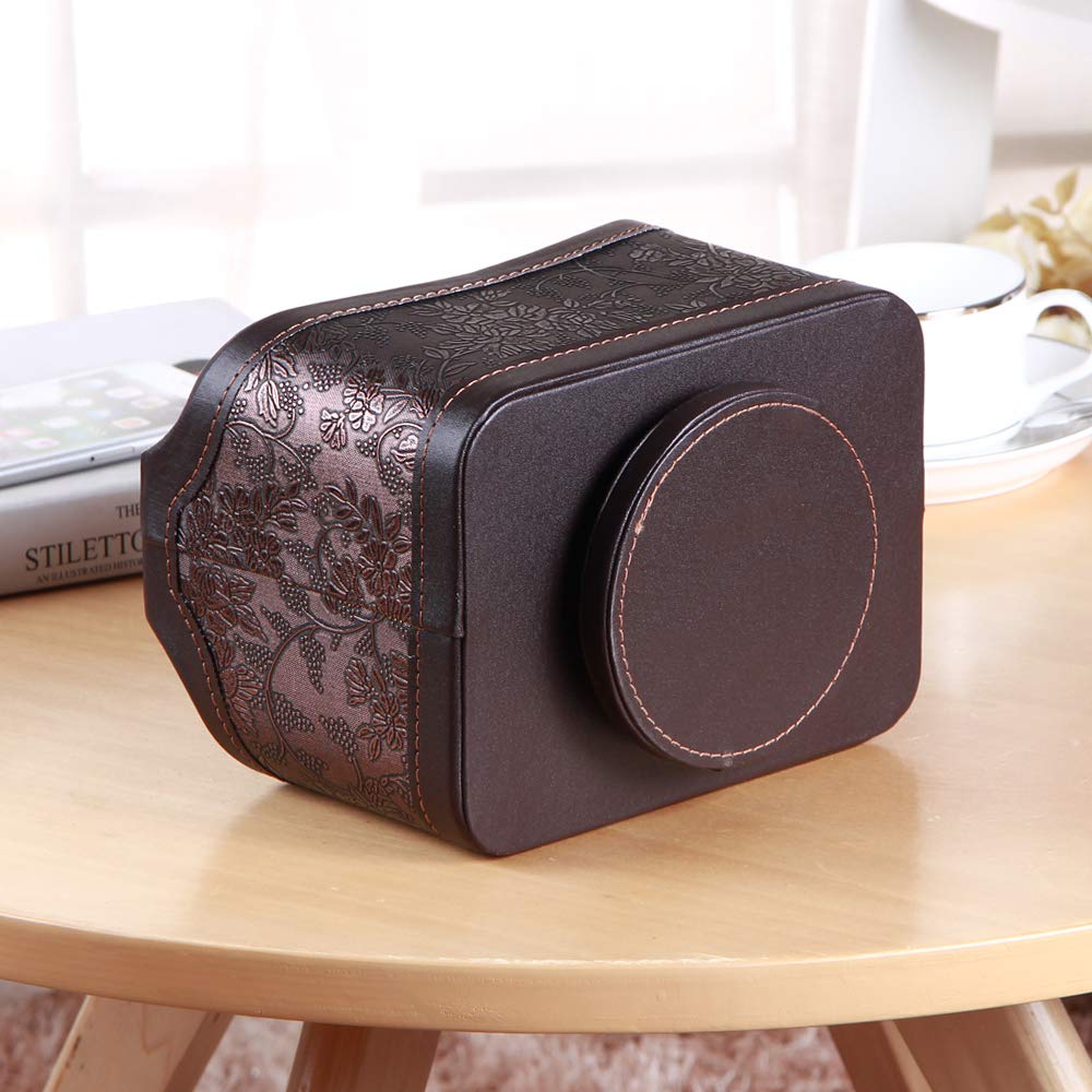 PU Leather 360° Rotatable Remote Control Holder,Nightstand TV Remote Caddy