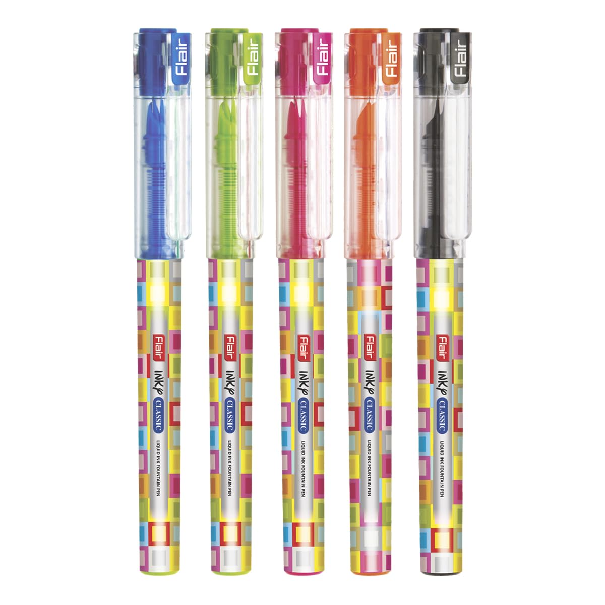 FLAIR Inky Series Classic Liquid Ink Fountain Pen Blister Pack | Easy Refilling With Jumbo Tube For