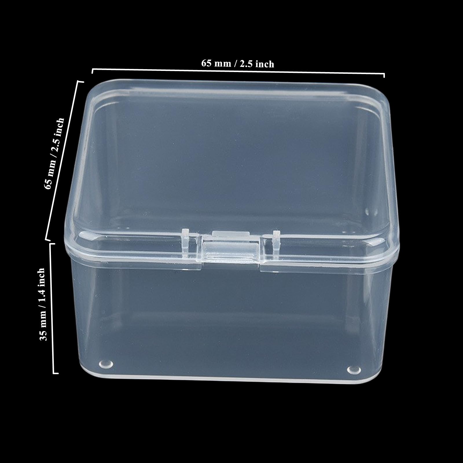 LJY 60 Clear Square Plastic Boxes, 2.5 x 2.5 x 1.4 in for Coins