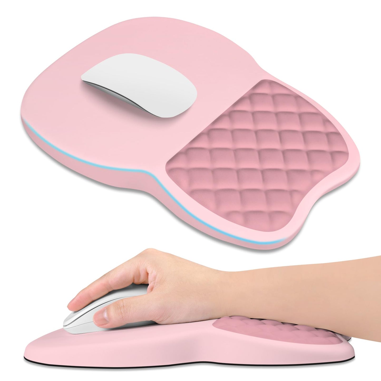 ITNRSIIET Ergonomic Mouse Pad Wrist Support with Memory Foam Massage Bulge & Non-Slip PU Base