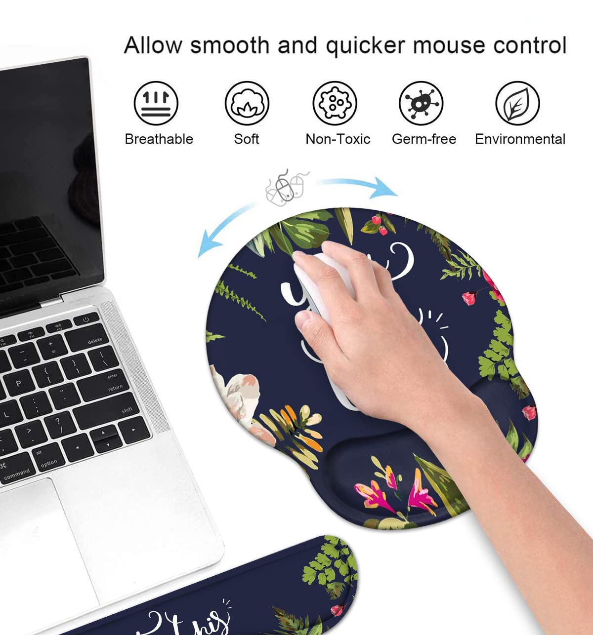 Keyboard Wrist Rest and Mouse Pad Wrist Support Set with Coasters, You Got This Inspirational Quote